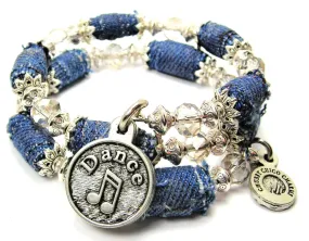 Dance Circle Blue Jean Beaded Wrap Bracelet