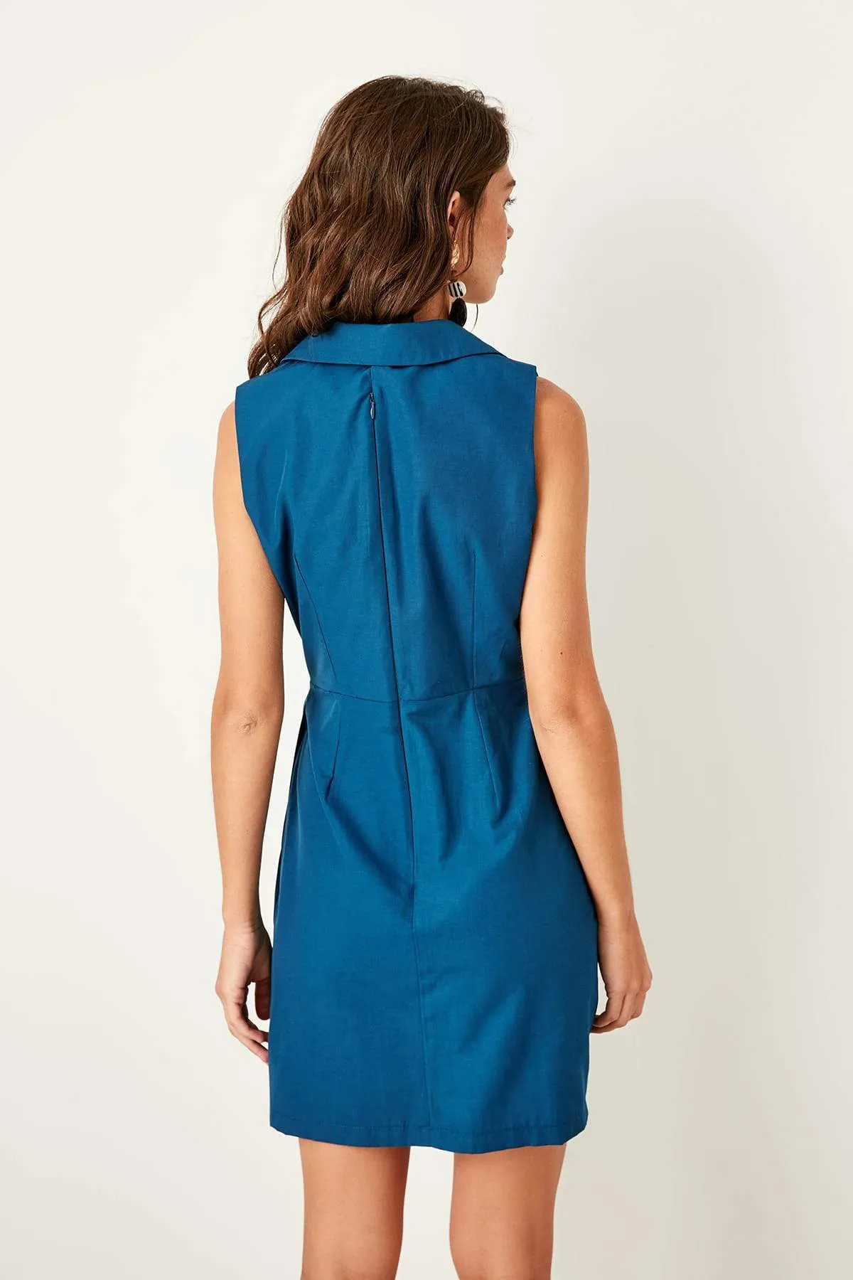 12823 Indigo Draped Wrap Skirt Dress