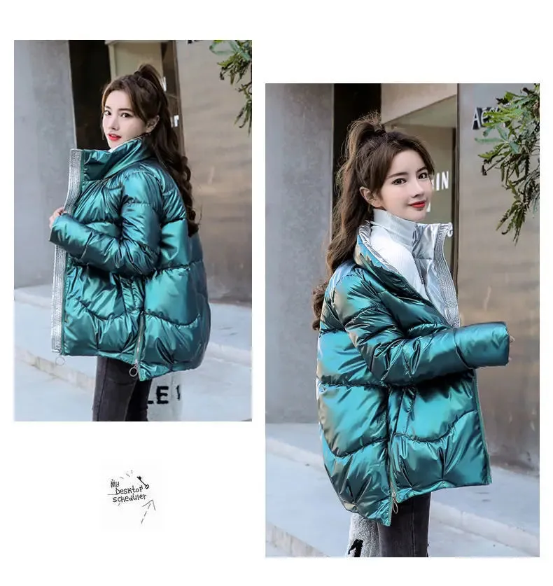 2023 New Down Cotton Coat Bright Face Short Jacket Autumn/Winter Korean Edition Plus Size Loose Cotton Coat Women's Coat