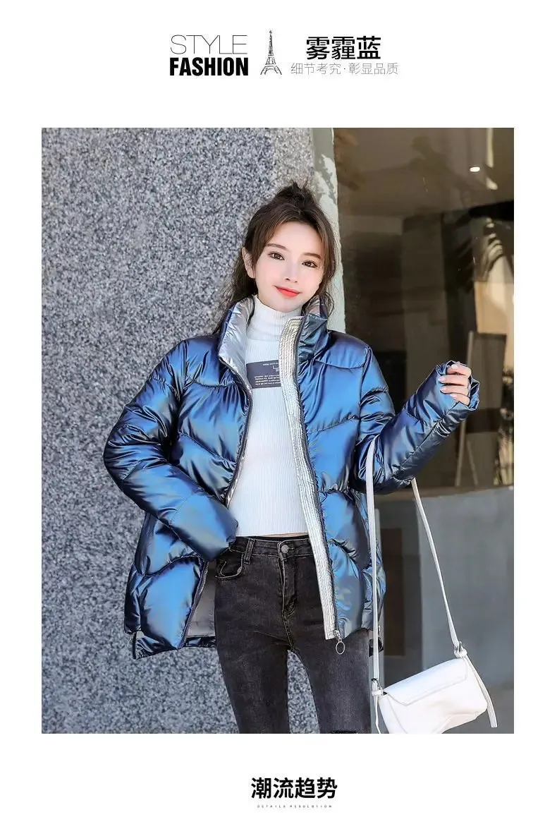 2023 New Down Cotton Coat Bright Face Short Jacket Autumn/Winter Korean Edition Plus Size Loose Cotton Coat Women's Coat