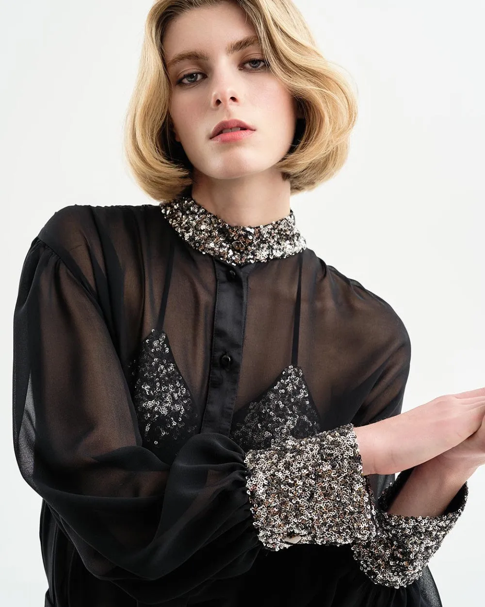 Access Shirt With Sequin Details Black