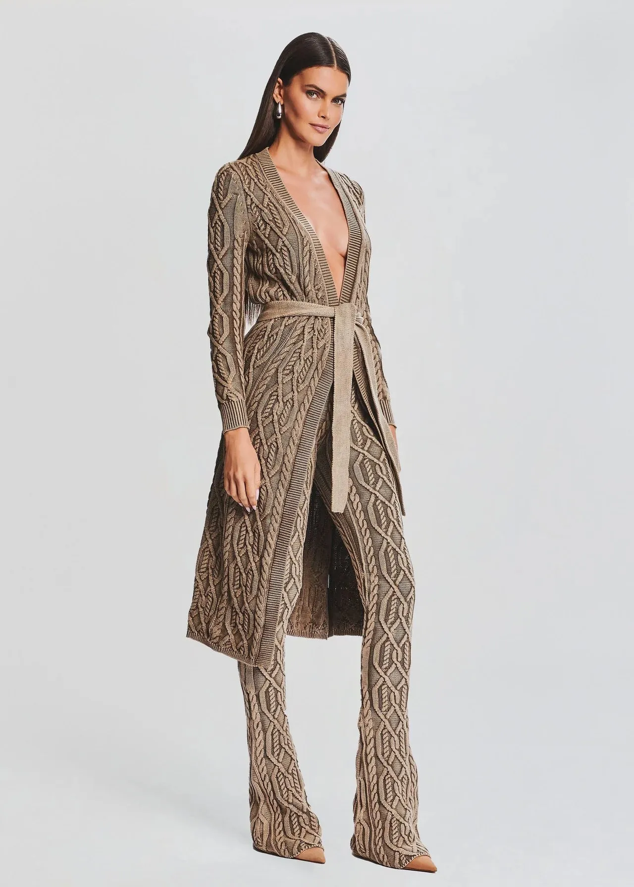 Adaline Cable Knit Cardigan - Tan