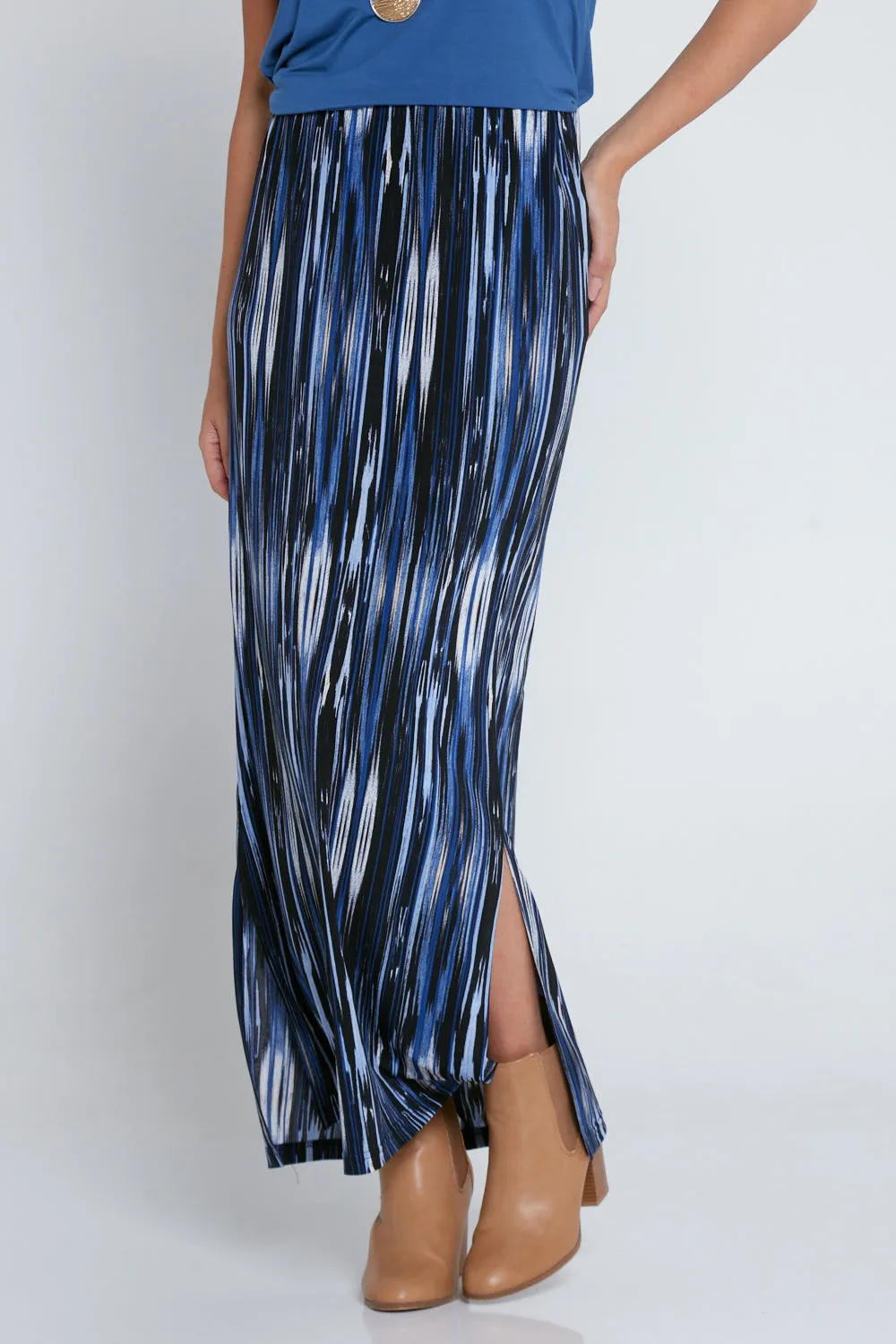 Adelaide Skirt - Blue/Stripe Print