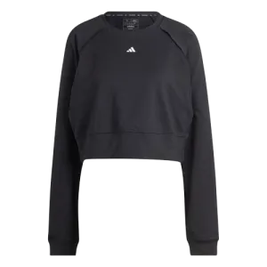 ADIDAS POWER AEROREADY CROP COVER-UP SWEATSHIRT - BLACK