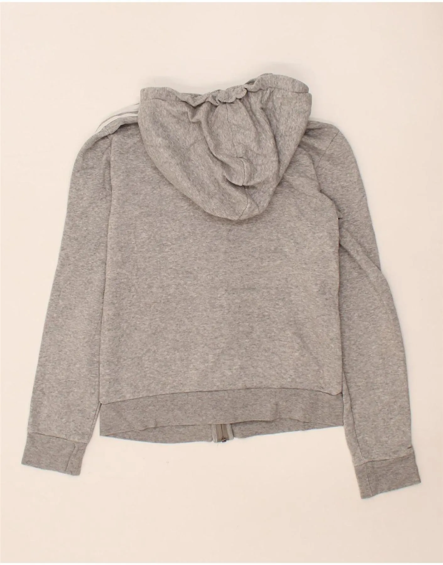 ADIDAS Womens Crop Zip Hoodie Sweater UK 4/6 XS Grey Cotton