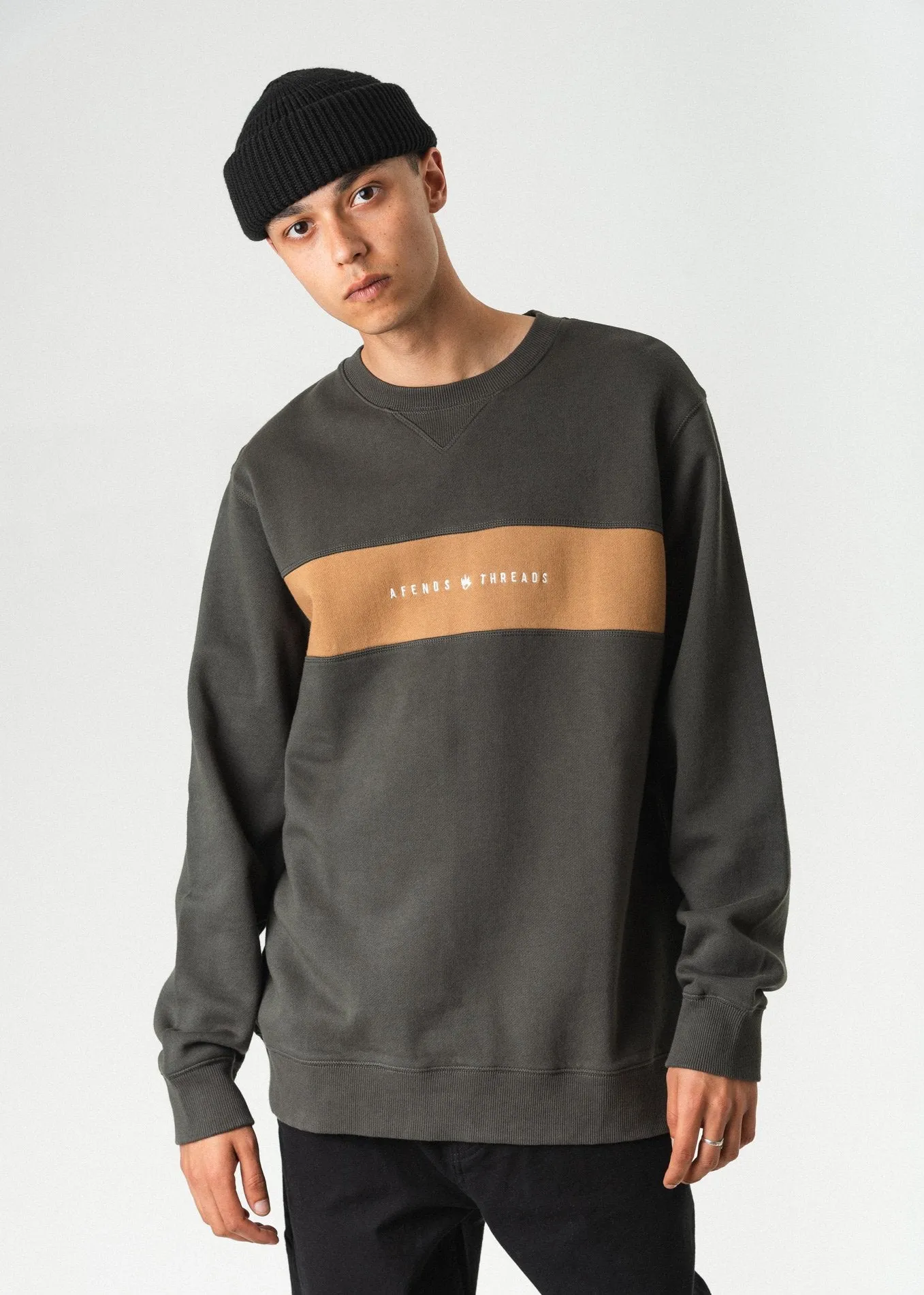 Afends Mens Threads - Panel Crew Neck