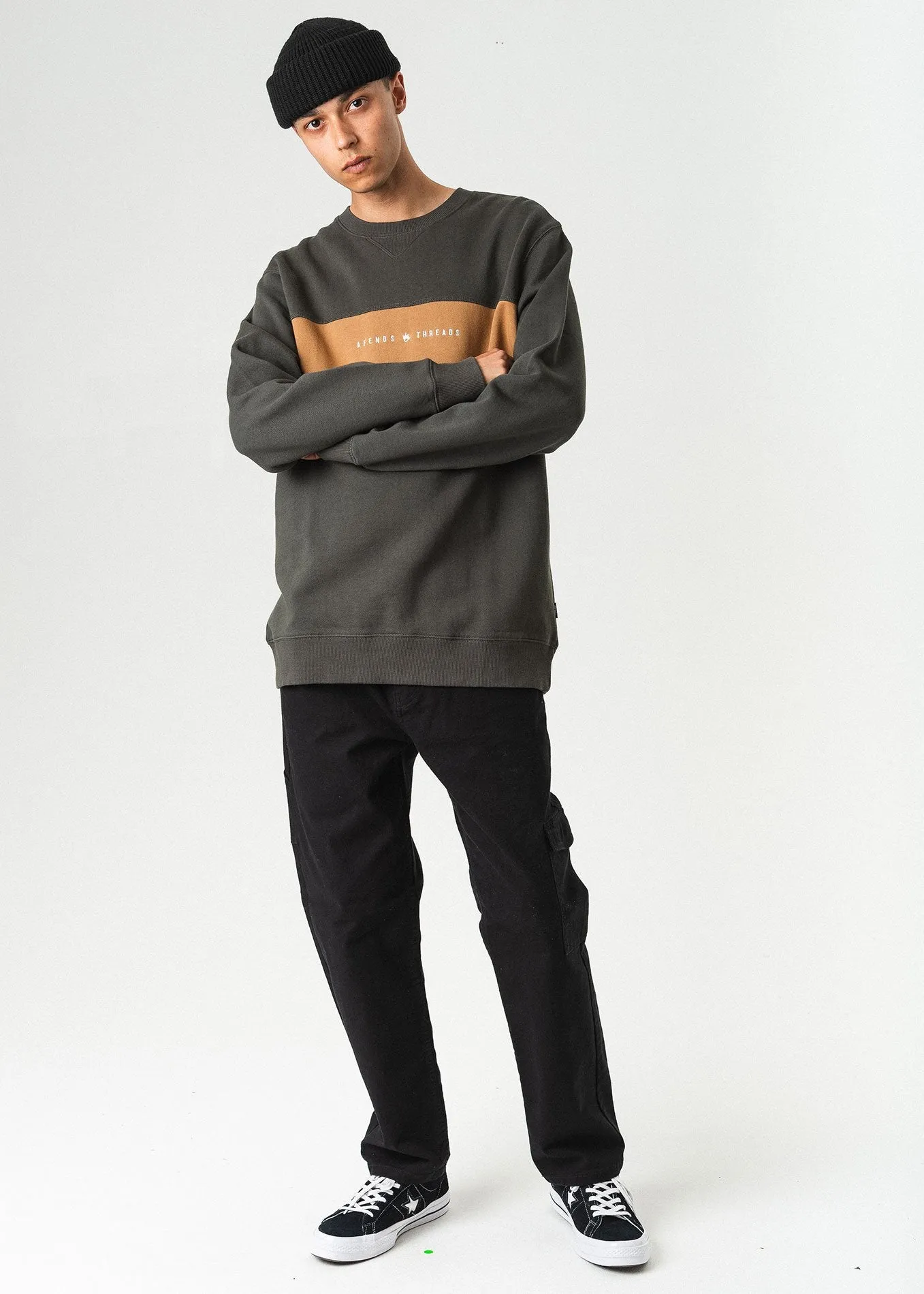 Afends Mens Threads - Panel Crew Neck