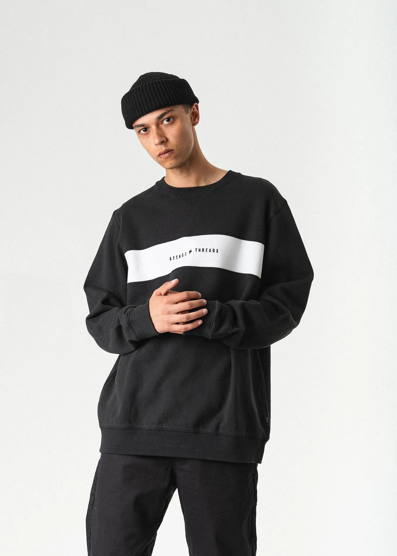 Afends Mens Threads - Panel Crew Neck