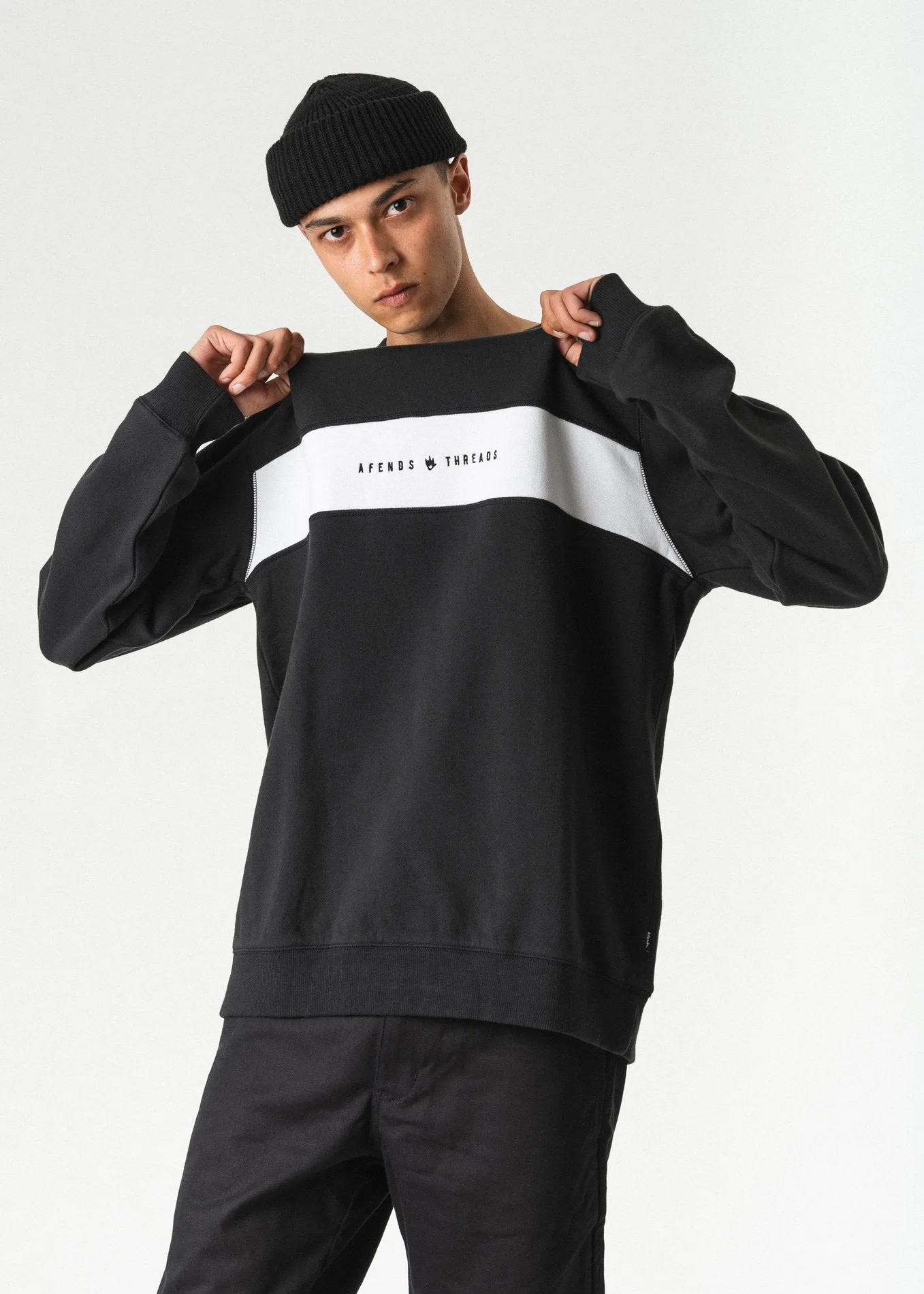 Afends Mens Threads - Panel Crew Neck