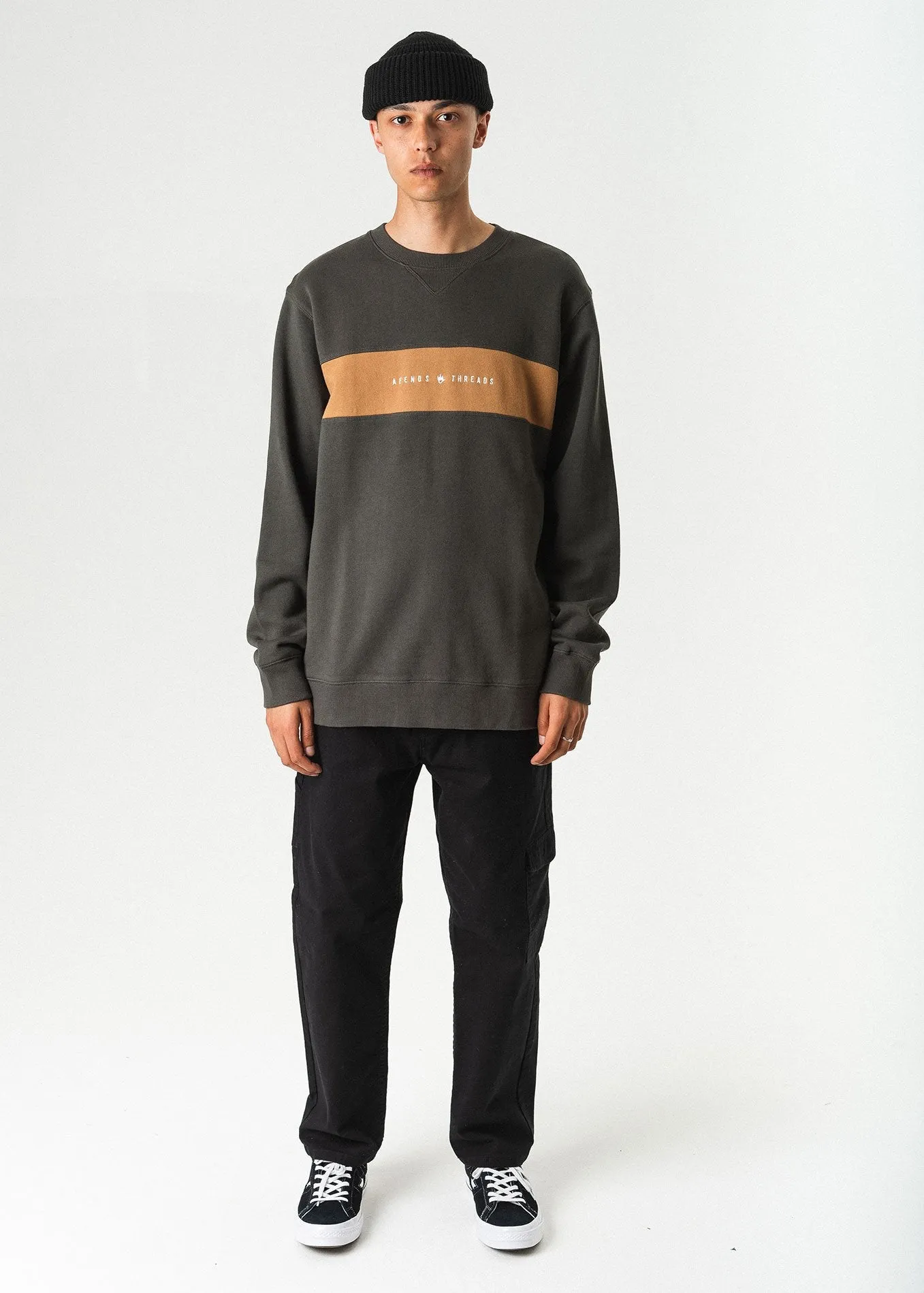 Afends Mens Threads - Panel Crew Neck