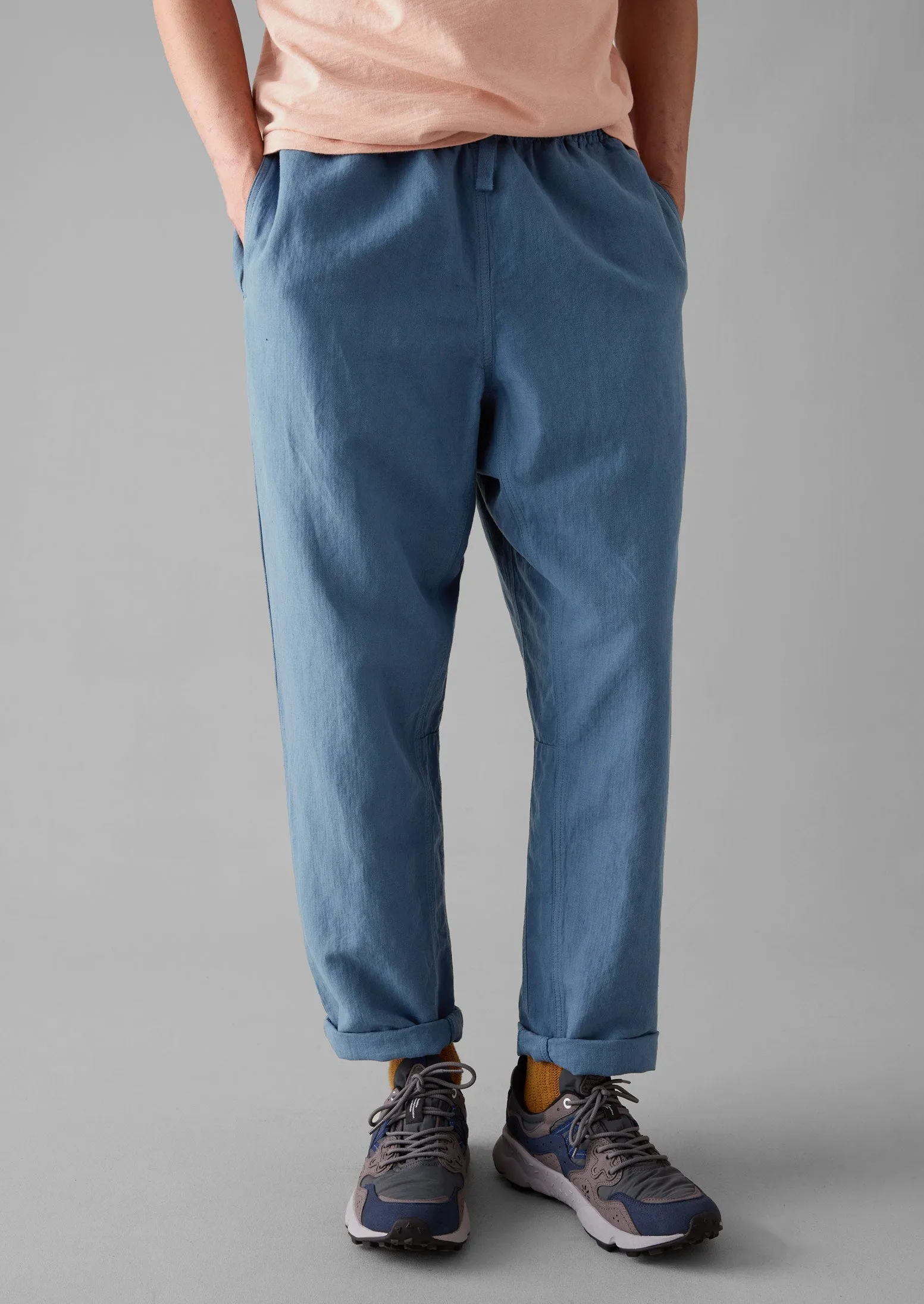 Alfie Garment Dyed Herringbone Pants | Slate Blue