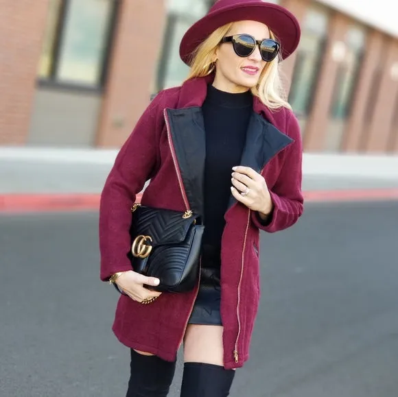 ALLI Burgundy Sweater Jacket