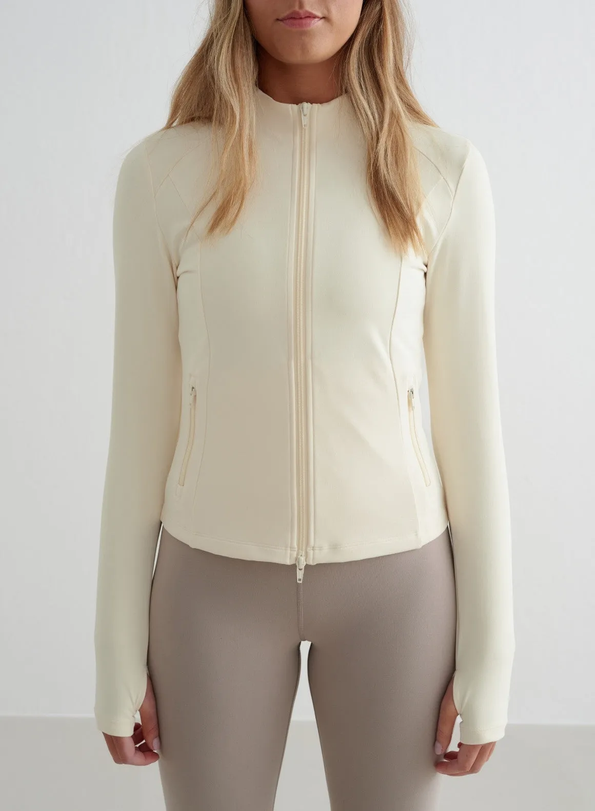 Almond White Sense Zip Jacket