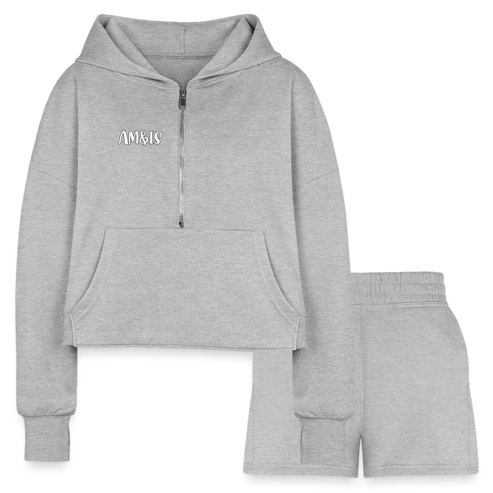 AM&IS Women’s Cropped Hoodie & Jogger Short Outfit Set