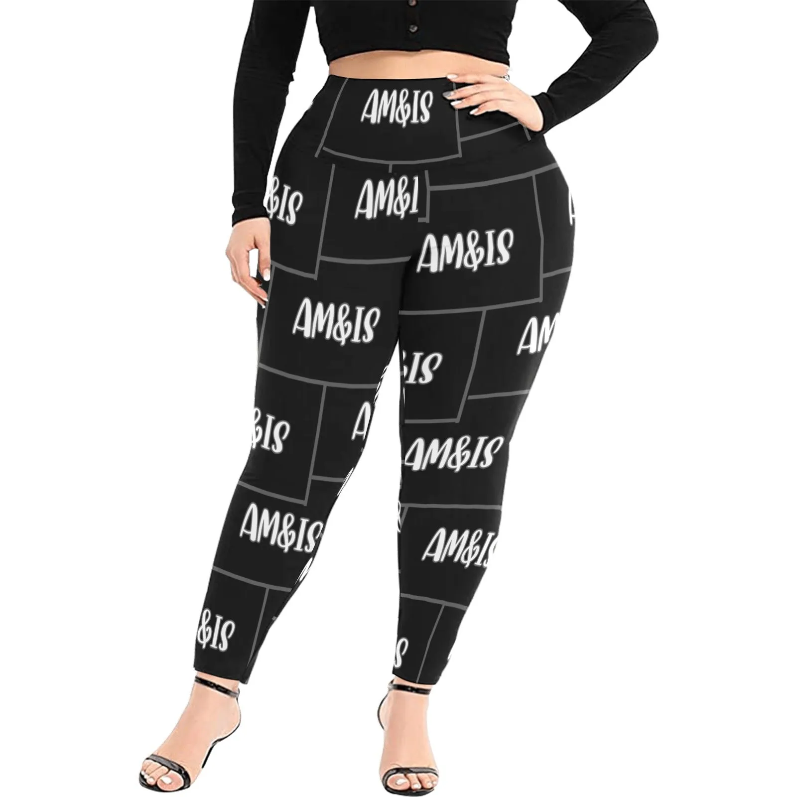 Am&Is Women's High Waist Leggings Voluptuous ( ) Plus Size