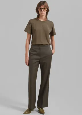 Amomento Straight Fit Wool Pants - Khaki