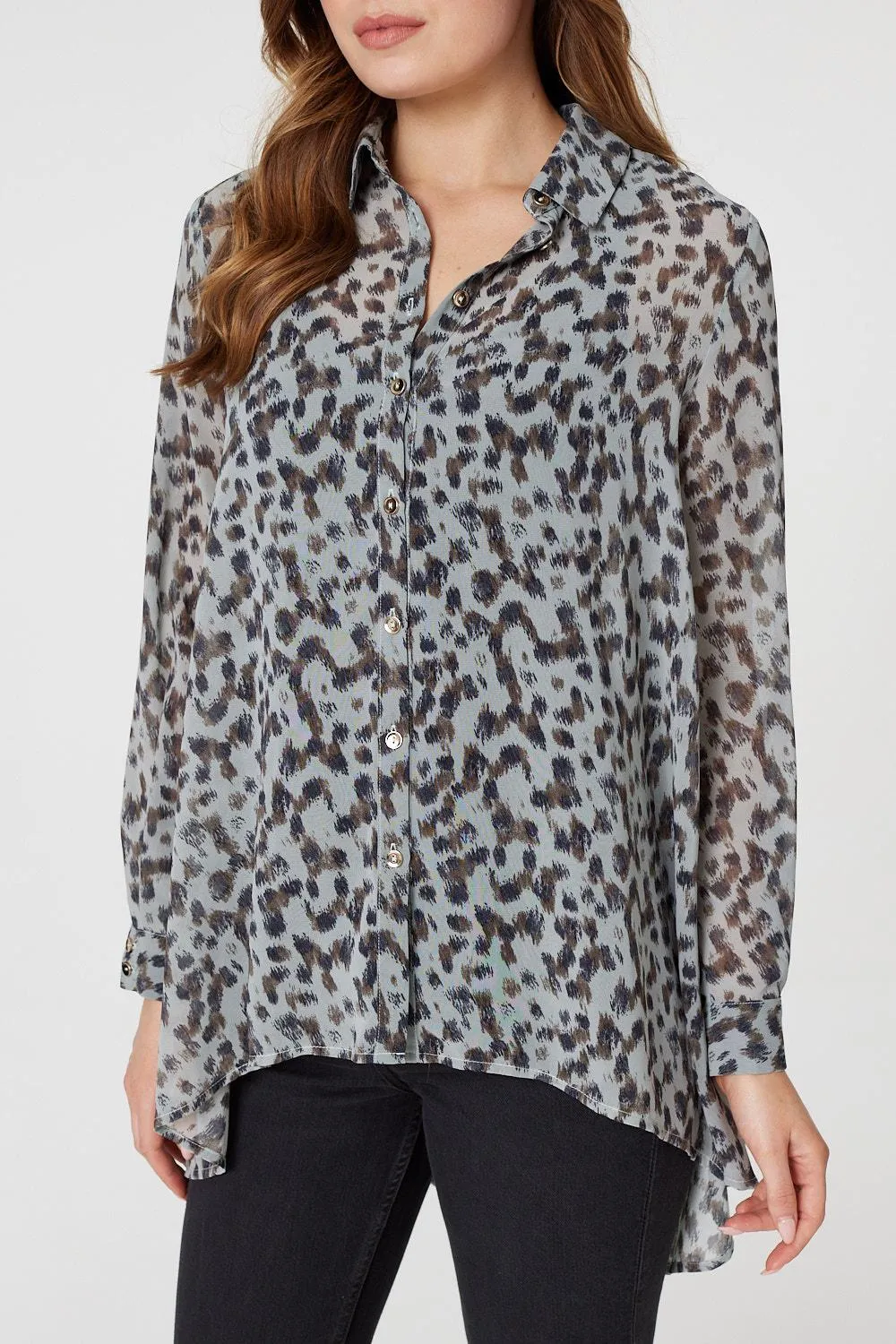 Animal Print Oversized Blouse