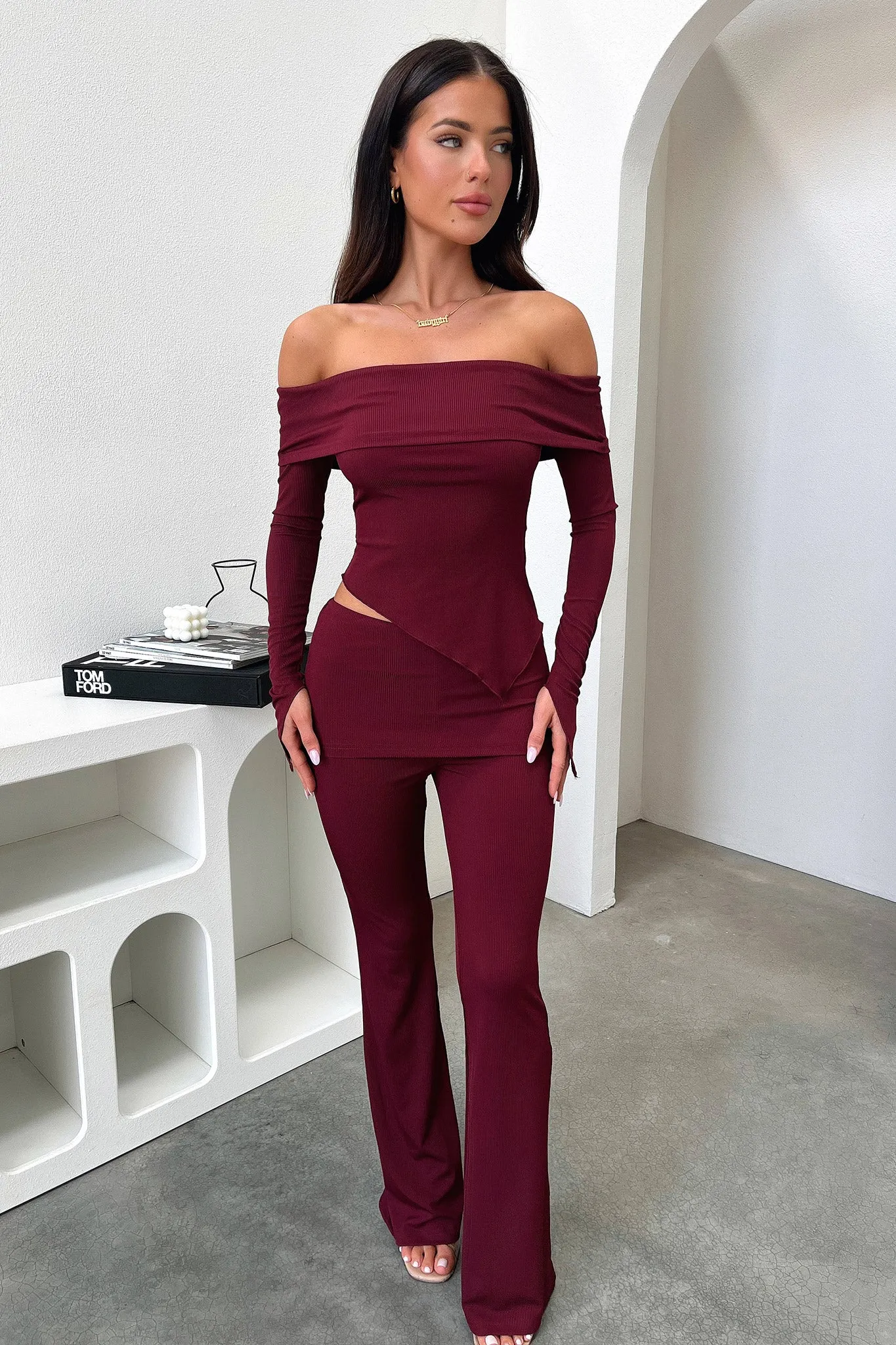 Aniston Top - Burgundy