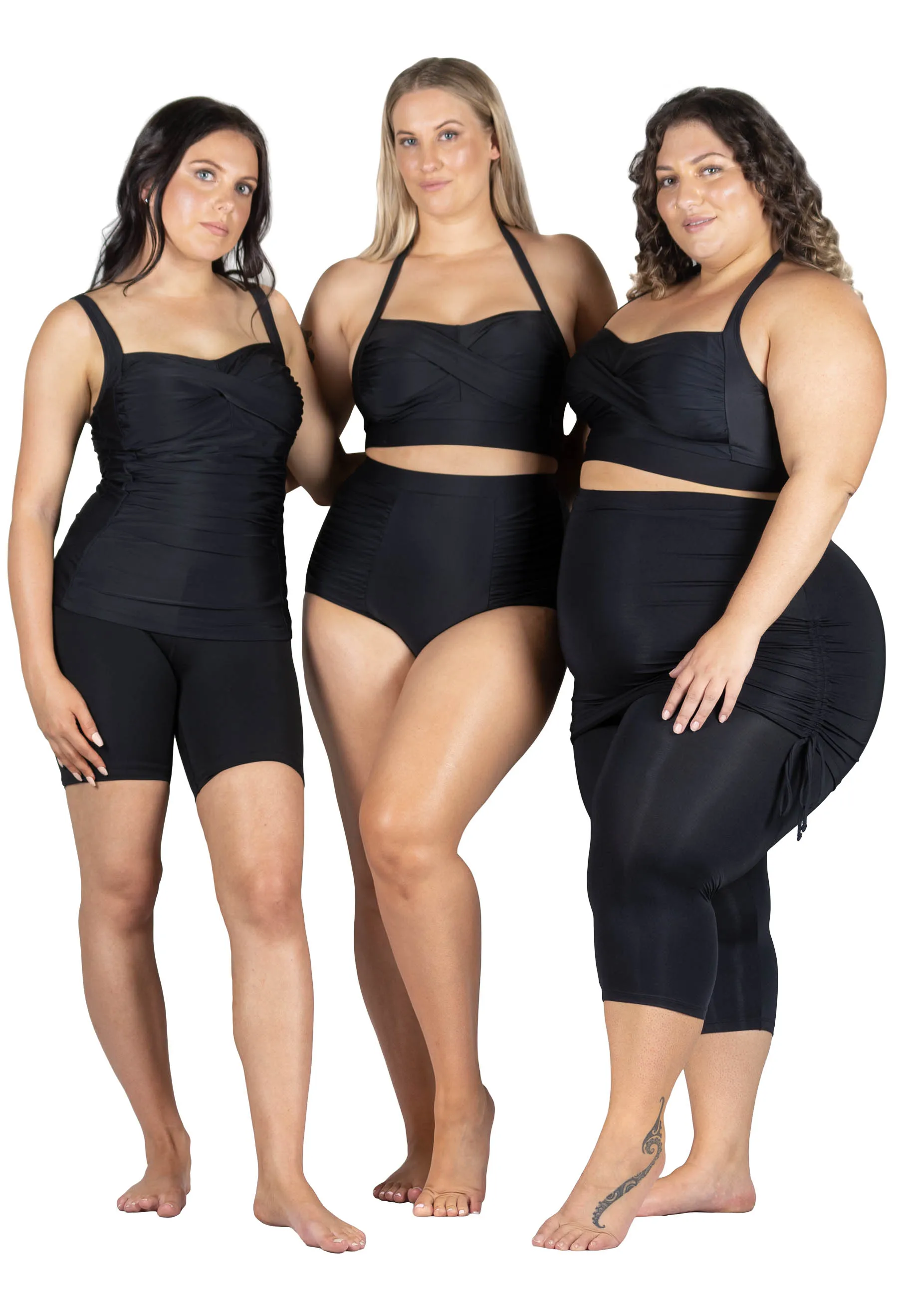 Anti Chafing Swim Tights and Ruched Bikini Set