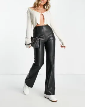 Asos Design Flare Trouser in Faux Leather Look in Black