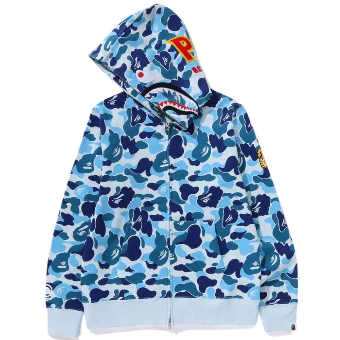 BAPE ABC CAMO PONR SHARK FULL ZIP HOODIE BLUE