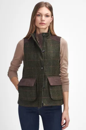 Barbour Gilet Glades Ladies wool Gilet in Olive tartan tweed LWO0239OL91