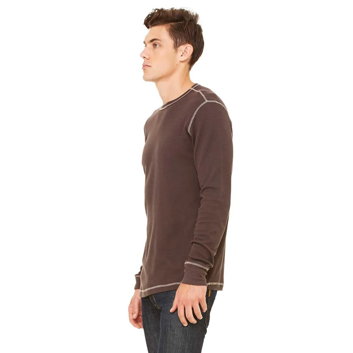 Bella   Canvas Men's Brown/Tan Thermal Long-Sleeve T-Shirt