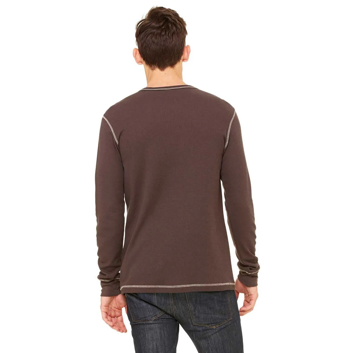 Bella   Canvas Men's Brown/Tan Thermal Long-Sleeve T-Shirt