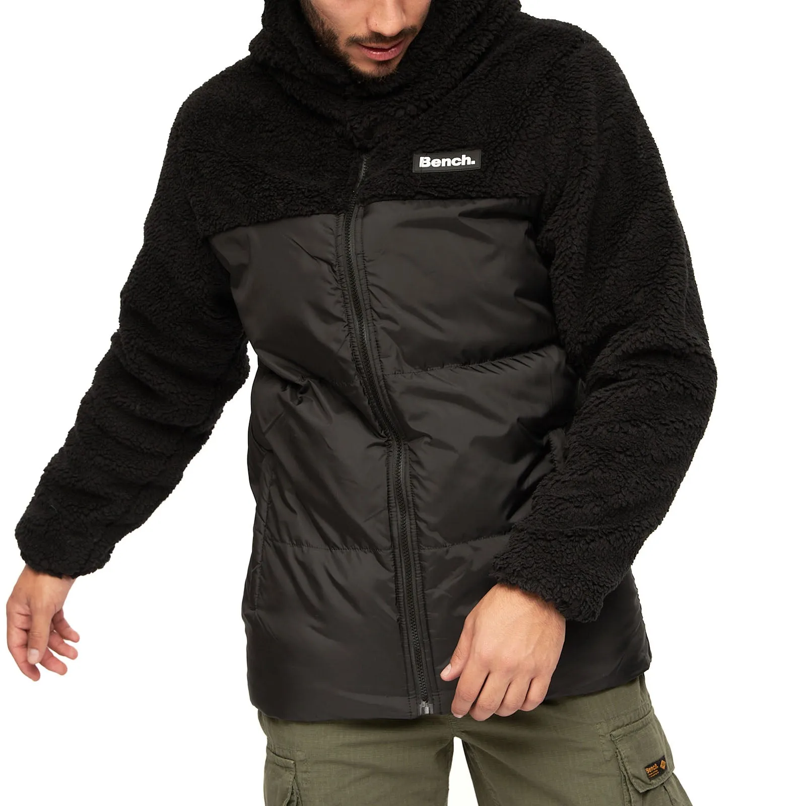 Bench Mens Detta Padded Contrast Sherpa Hooded Jacket