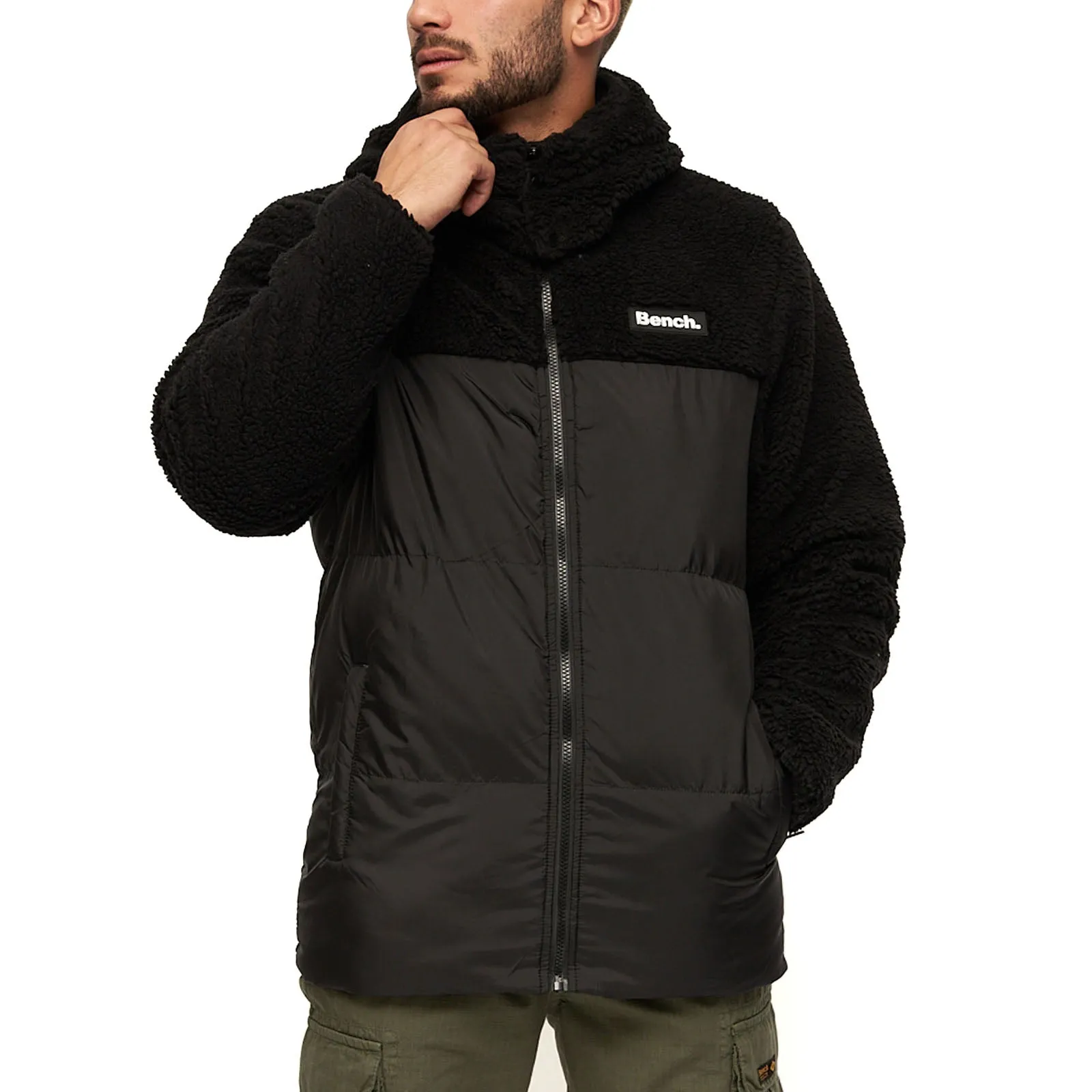 Bench Mens Detta Padded Contrast Sherpa Hooded Jacket