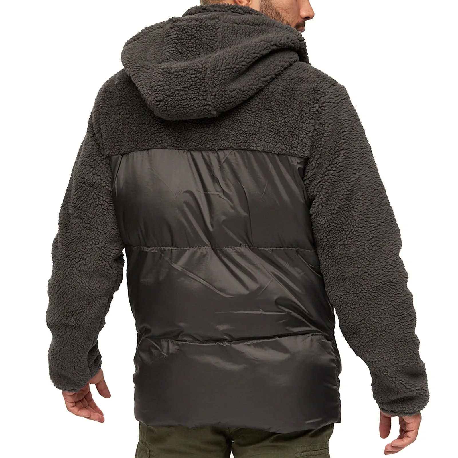 Bench Mens Detta Padded Contrast Sherpa Hooded Jacket