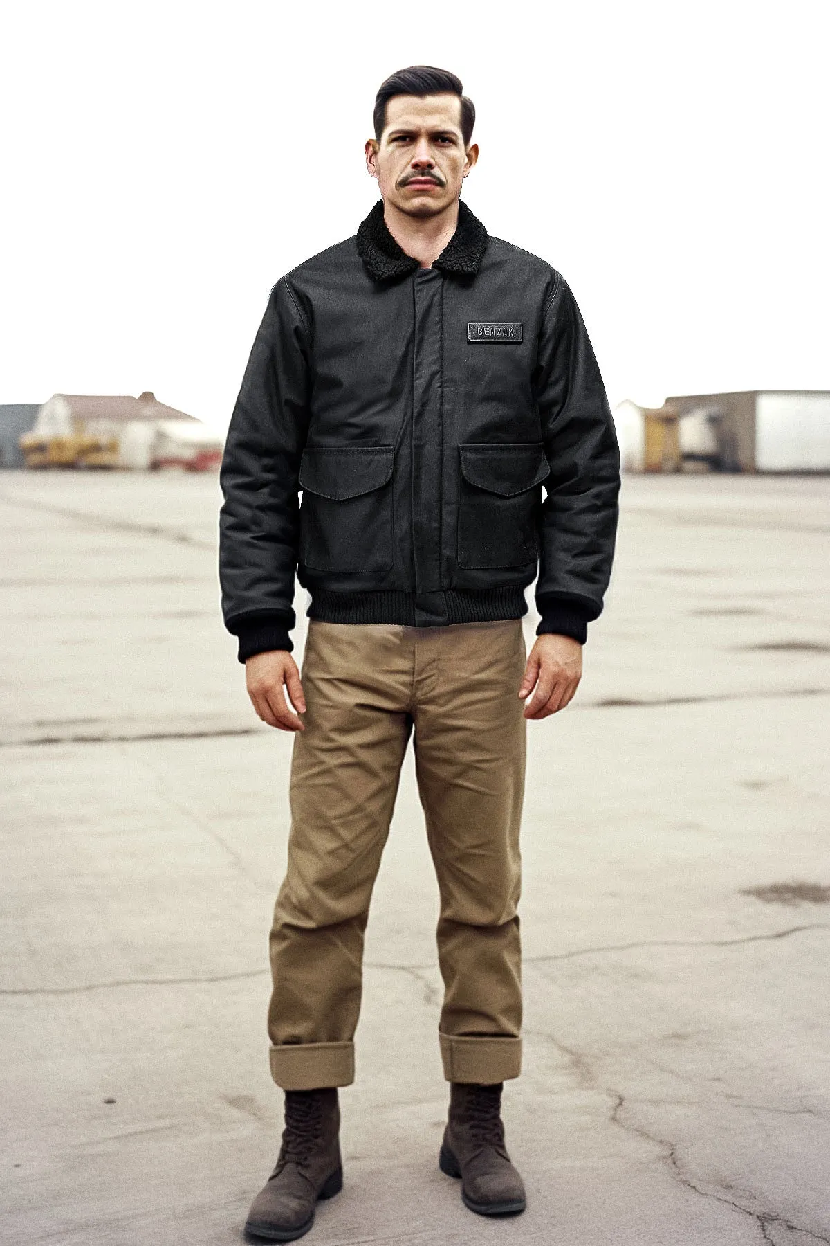 Benzak - BBJ-03 Flight Jacket  M-65 Reverse Sateen Twill in Black