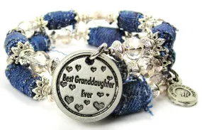 Best Granddaughter Ever Blue Jean Beaded Wrap Bracelet