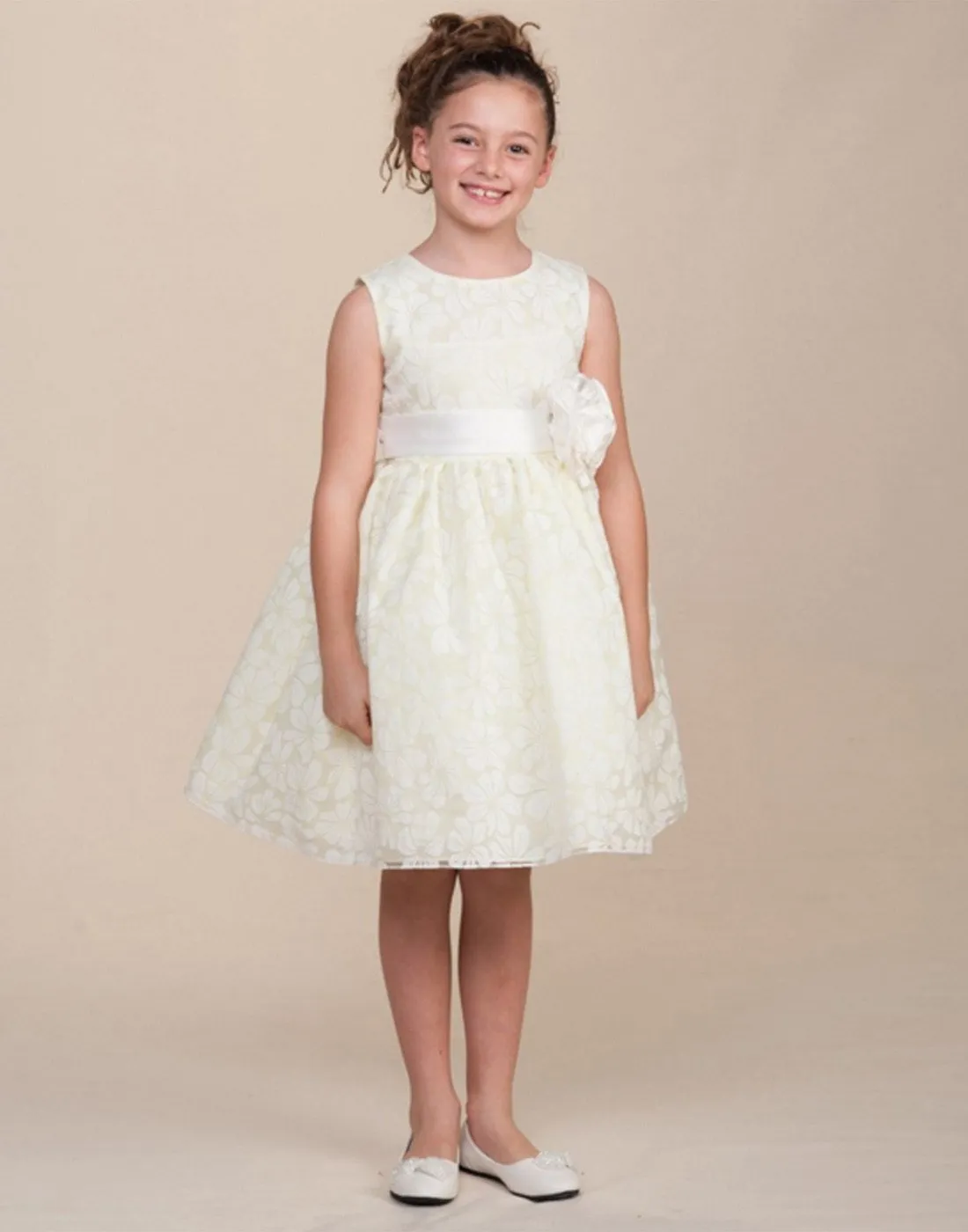 Bewitching Sleeveless Lace Flower Girl Dress - Ivory