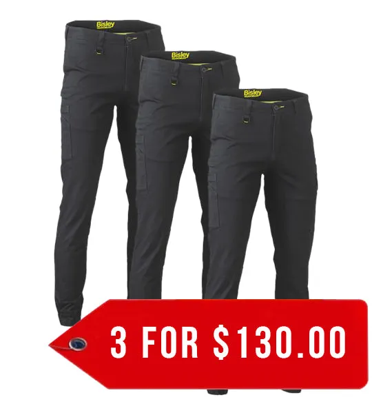 Bisley Stretch Cotton Drill Cargo Cuffed Pants-3 Pack-(BPC6028-1)