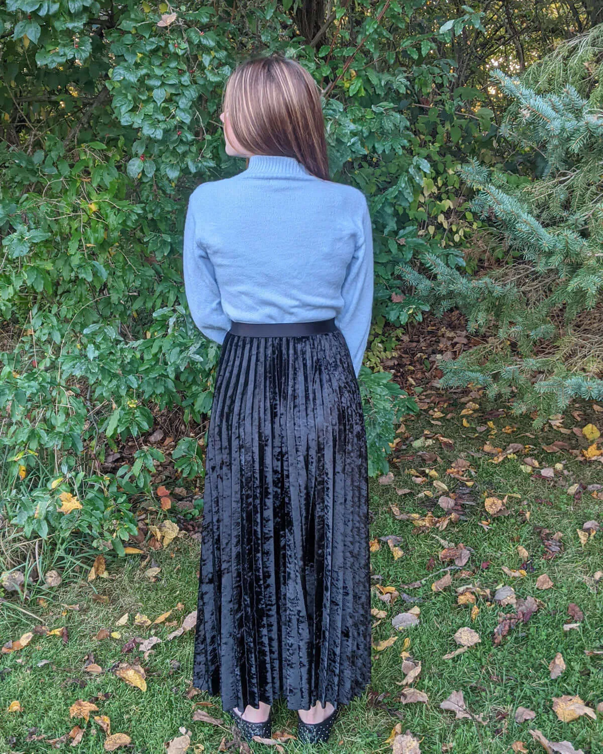 Black Crushed Velvet Monroe Skirt