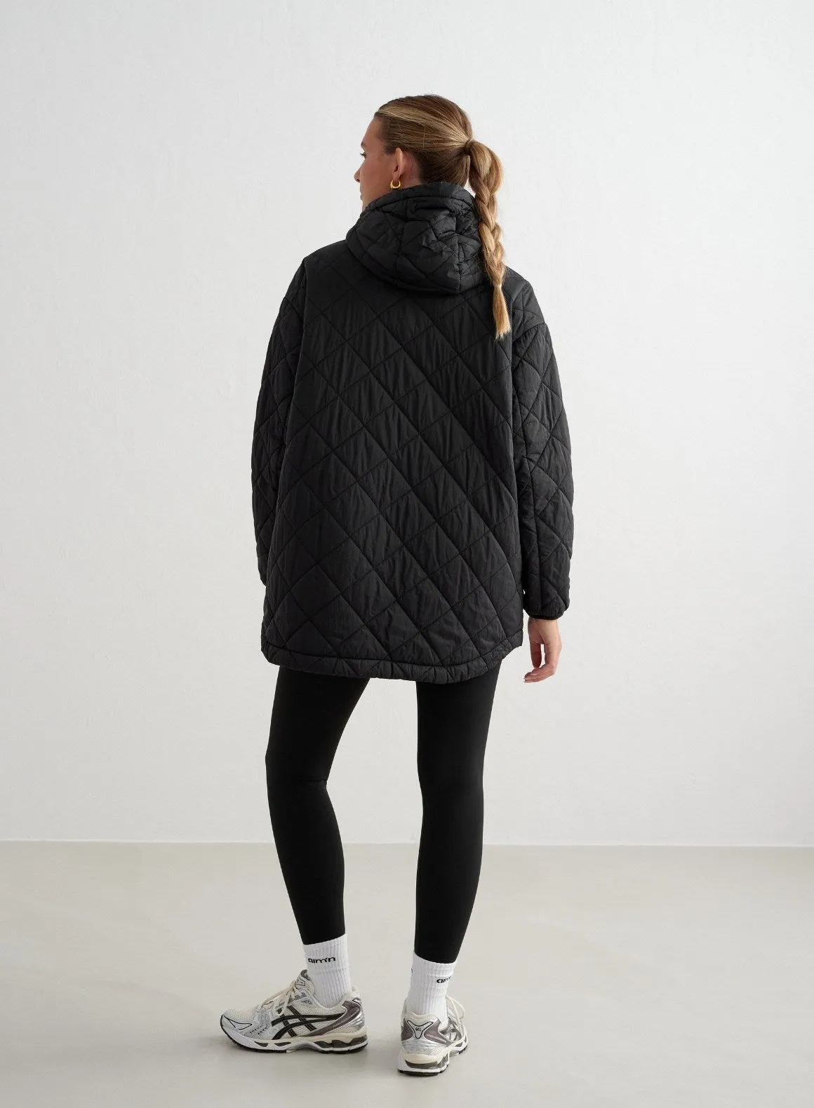 Black Oversized Quilted Anorak