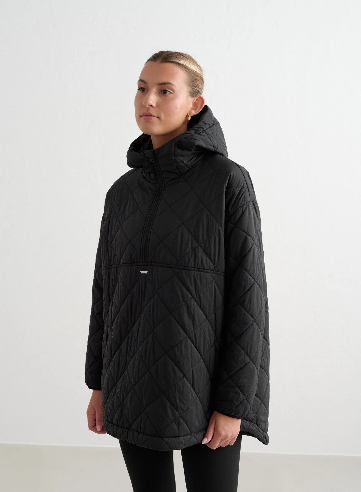 Black Oversized Quilted Anorak