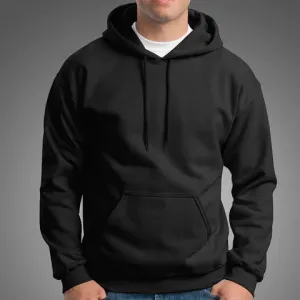 Black Solid Hoodie Men