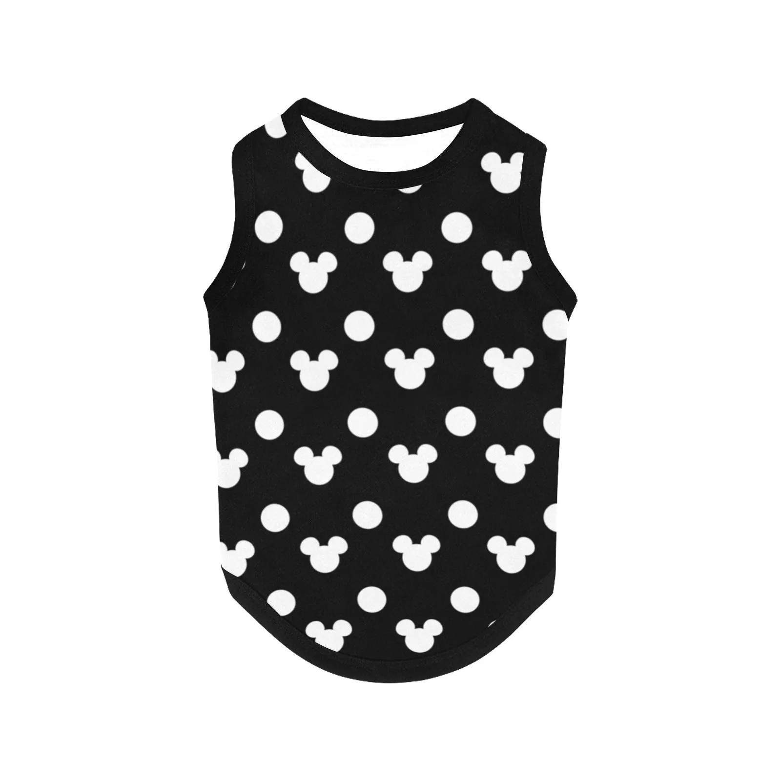 Black With White Mickey Polka Dots Pet Tank Top