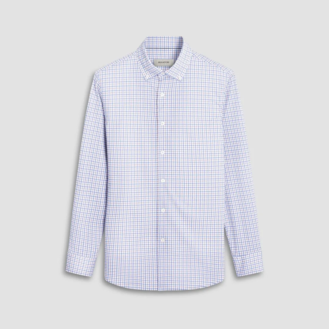 BLUE AND TAN SHADOW CHECK 8 WAY STRETCH SHIRT - SAND