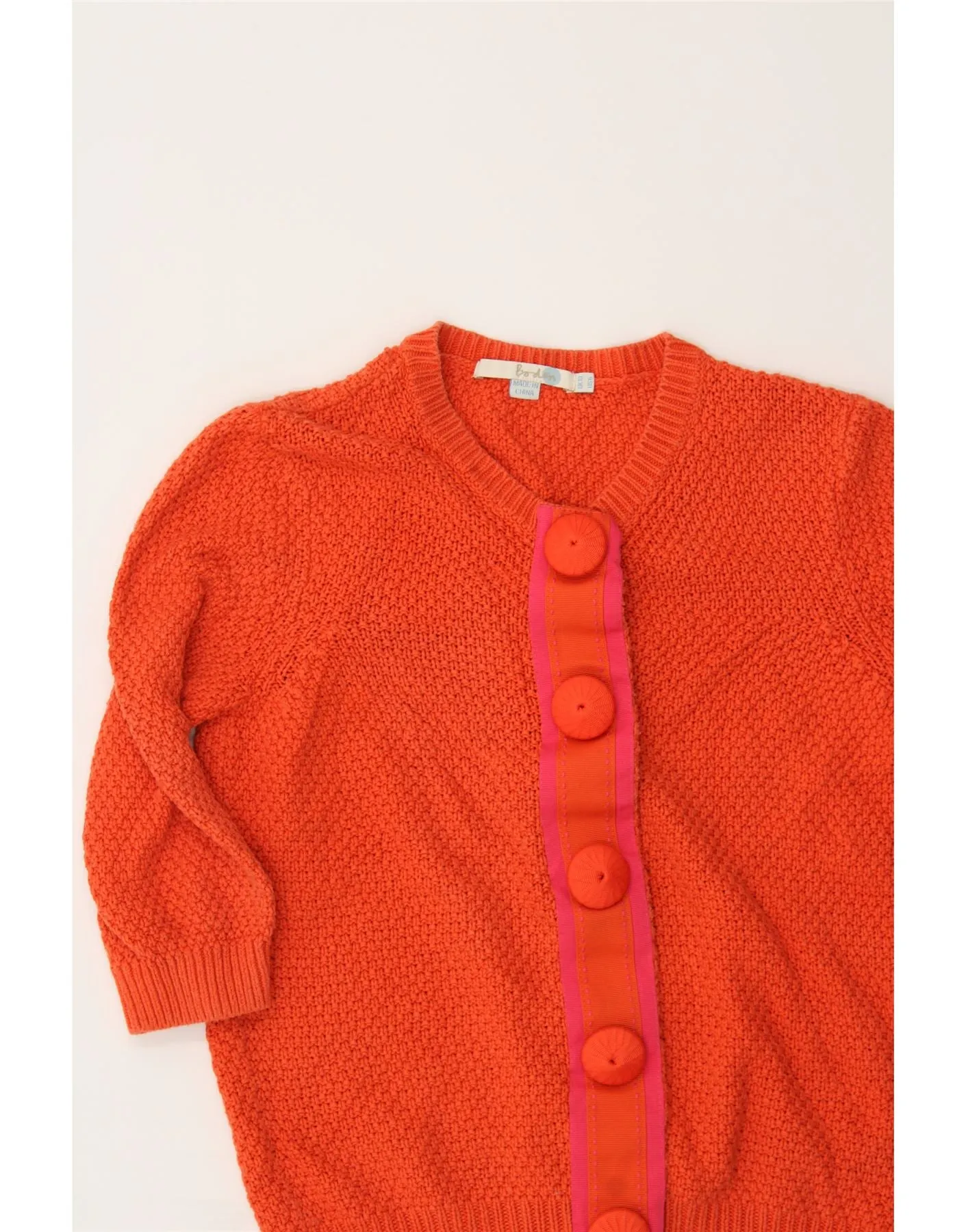 BODEN Womens Crop 3/4 Sleeve Cardigan Sweater UK 10 Small Orange Cotton