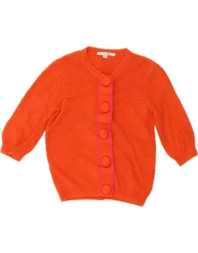 BODEN Womens Crop 3/4 Sleeve Cardigan Sweater UK 10 Small Orange Cotton