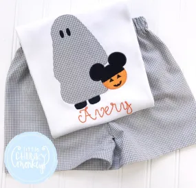 Boy Shirt - Trick or Treating Sheet Ghost with Mouse Bucket