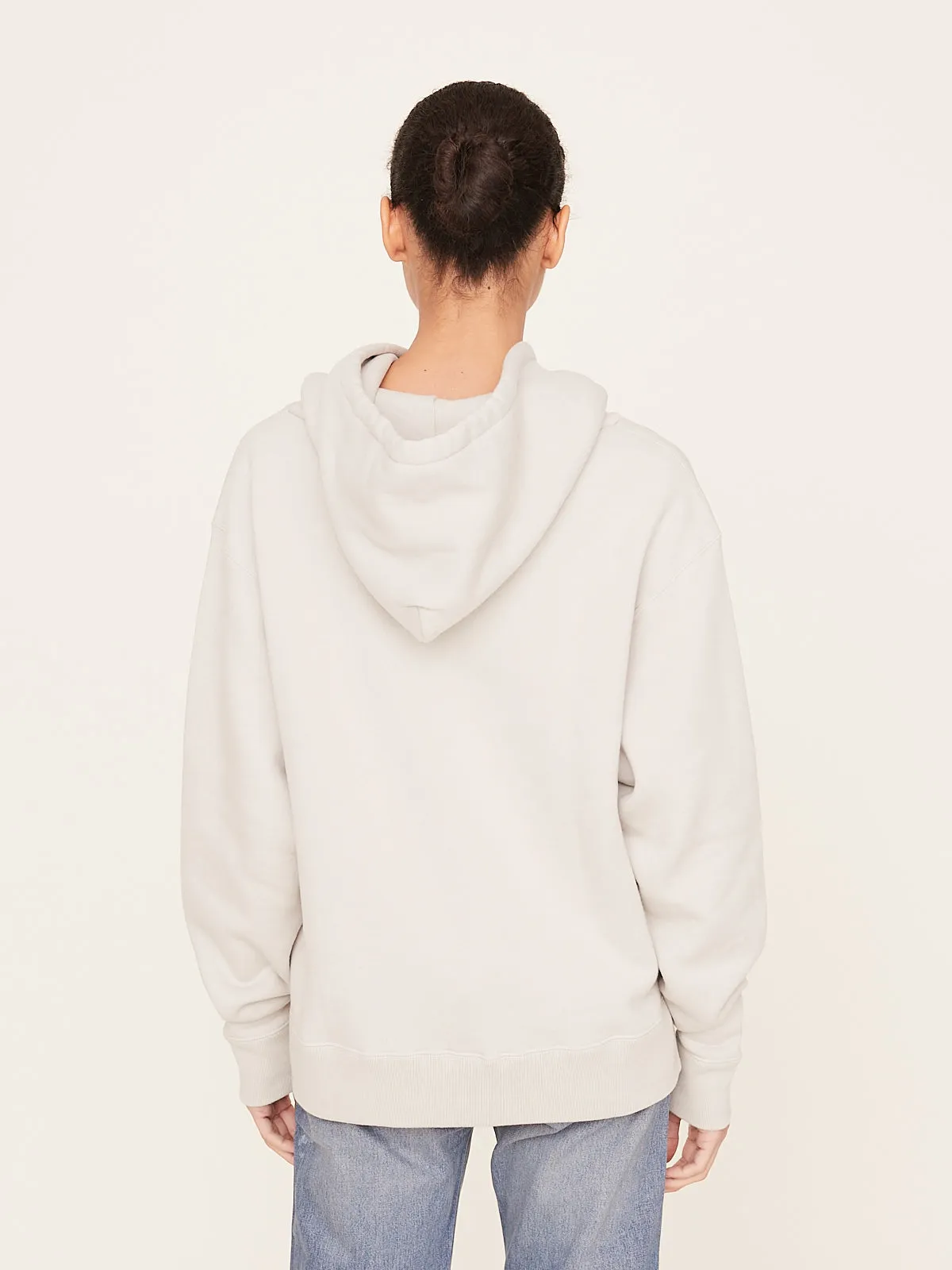 Brushed Fleece Sweat Hoodie in Light Grey