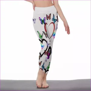 Butterfly Love Womens High Waist Leggings | Side Stitch Closure