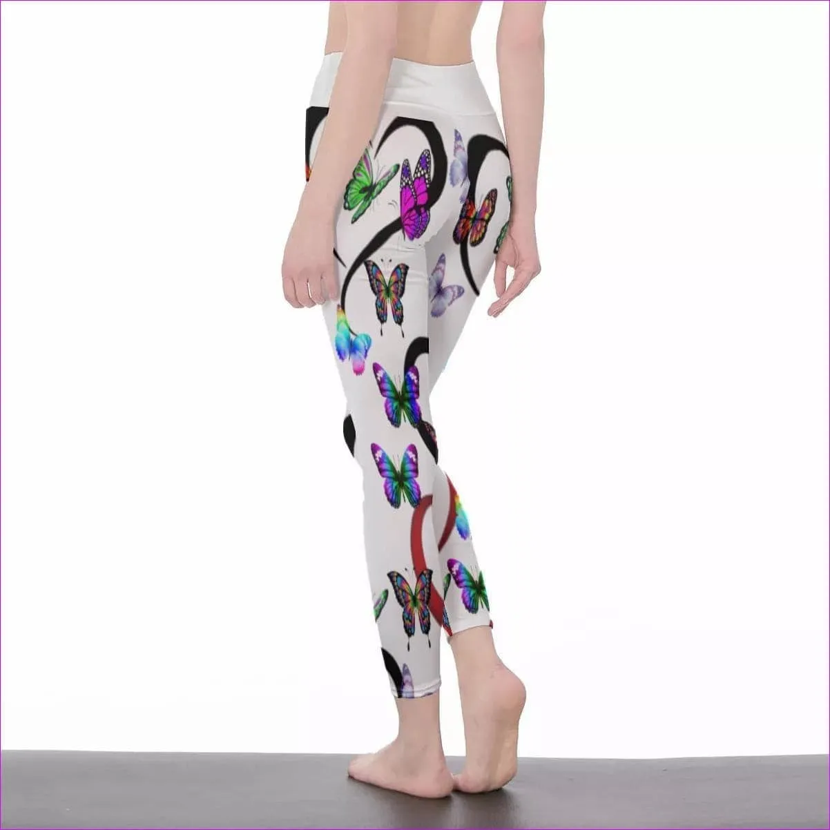 Butterfly Love Womens High Waist Leggings | Side Stitch Closure