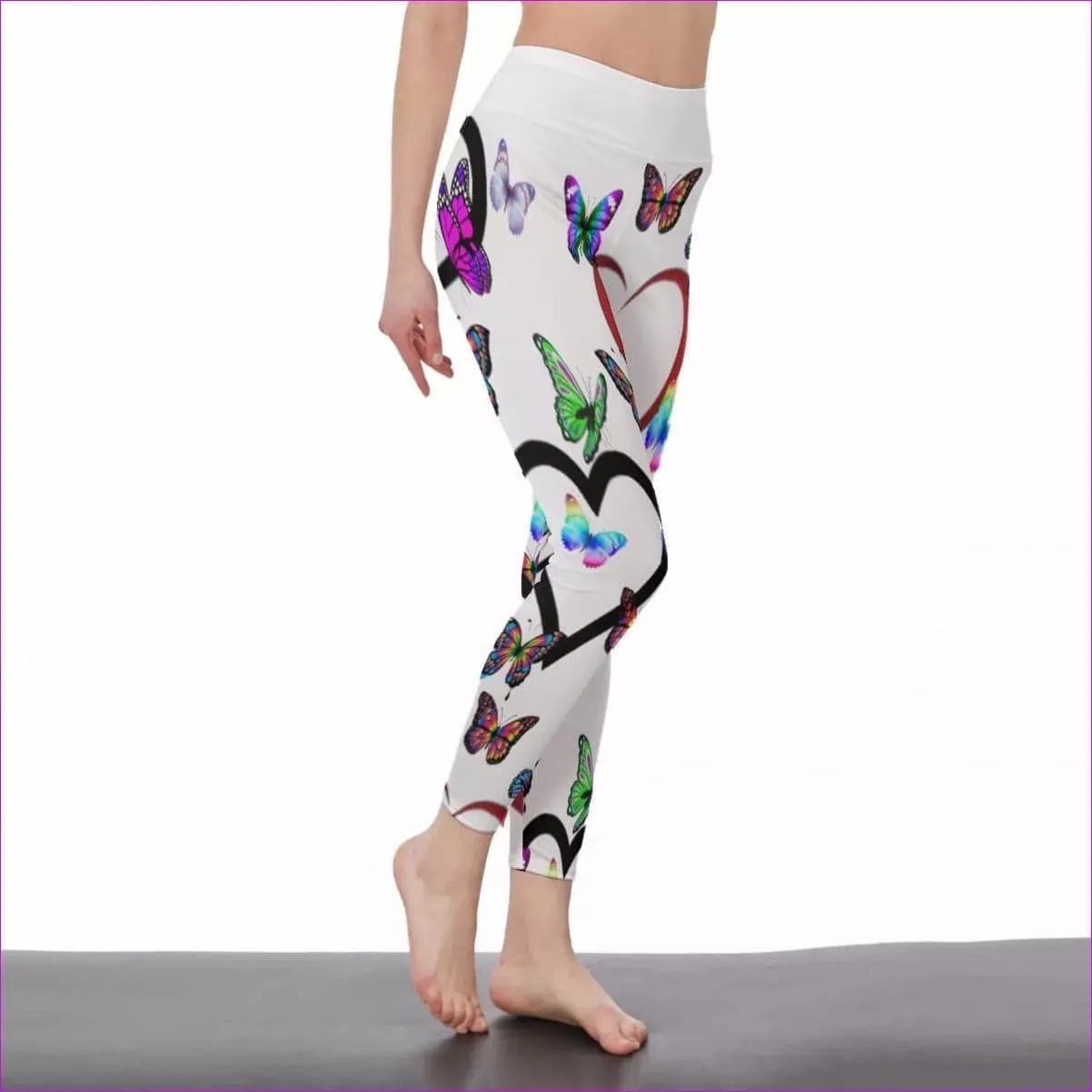 Butterfly Love Womens High Waist Leggings | Side Stitch Closure