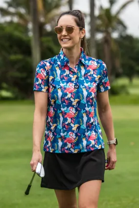 CA Ladies Funky Golf Shirt | Tropical Birds