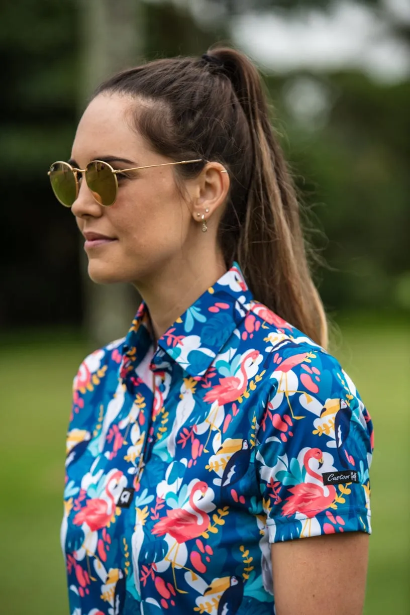 CA Ladies Funky Golf Shirt | Tropical Birds